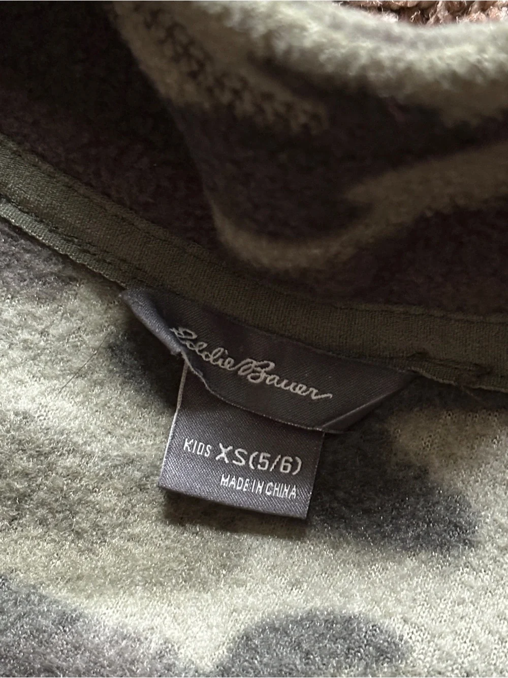 Eddie Bauer Kids Fleece 1/4-Zip Pullover Jacket - Green Camo